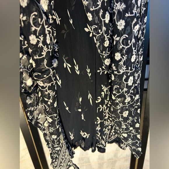 VTG Shelly & Arnold Black & White Reversible Floral Boho Maxi Skirt L - Picture 6 of 7